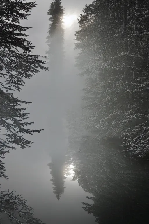 Prompt: brocken spectre, lost in the lake, magic portal