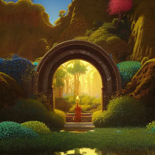 Image similar to a portal to terraria. detailed. rule of thirds. intricate. sharp focus. wide angle. unreal engine 8 k. painting by maxfield parrish. wlop. greg rutkowski.