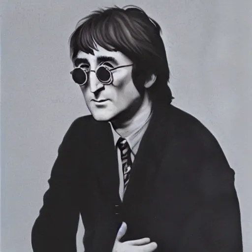 Prompt: john lennon in a surrealist painting