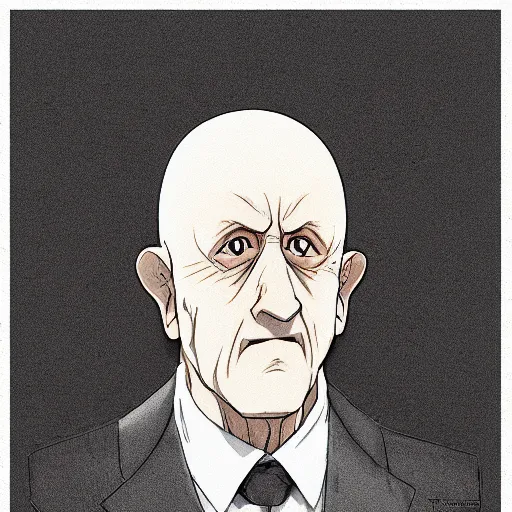 Image similar to portrait of mike ehrmantraut the incarnation of fingers, anime fantasy illustration by tomoyuki yamasaki, kyoto studio, madhouse, ufotable, trending on artstation