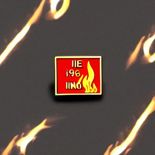 Image similar to a photo of a retro 1 9 6 0 s minimalistic clean fire flames warning label hard enamel pin, studio lighting, behance