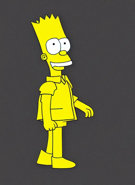 Image similar to digital art of statue of bart simpson in business suit