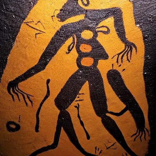 Image similar to shaman, paleolithic cave painting