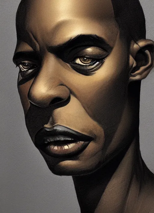 Prompt: portrait of a dark skinned man with a crooked nose and a confident expression, 1 9 6 0 s, black clothes, goth, punk, funk, intricate, elegant, highly detailed, digital painting, artstation, concept art, smooth, sharp focus, illustration, art by wlop, mars ravelo and greg rutkowski