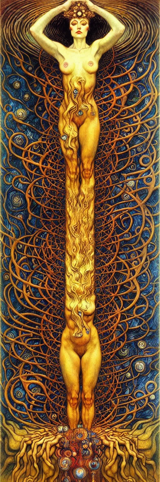 Image similar to Divine Chaos Engine by Karol Bak, Jean Delville, William Blake, Gustav Klimt, and Vincent Van Gogh, symbolist, visionary