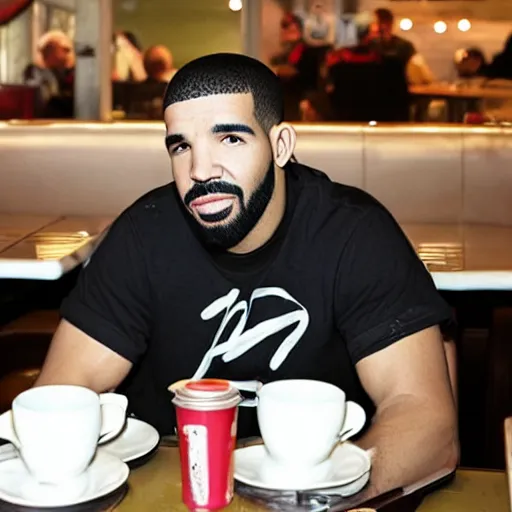 Prompt: drake at a diner