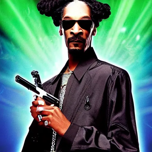 Image similar to snoop dogg as neo from the matrix, movie poster, highly detailed, matrix background