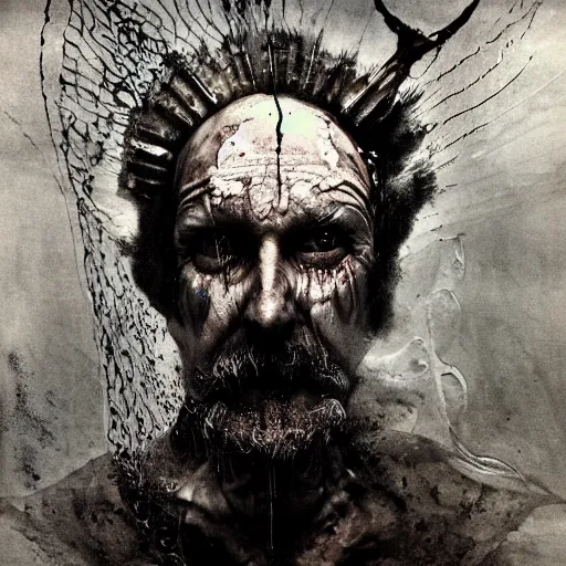 Prompt: collodion process photography of mutant fishman sailor old man with gills and scales creatures from the deep ocean by emil melmoth zdzislaw beksinki craig mullins yoji shinkawa realistic render ominous detailed photo atmospheric by jeremy mann francis bacon and agnes cecile ink drips paint smears digital glitches glitchart