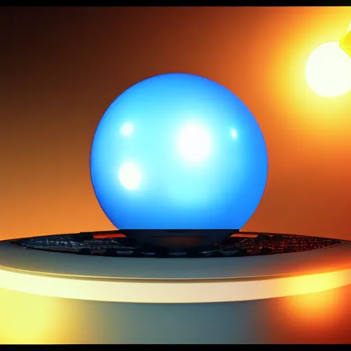 Prompt: a computer screen with a blue ball on it, a computer rendering by senior environment artist, trending on polycount, cubo - futurism, sketchfab, unreal engine 5, unreal engine