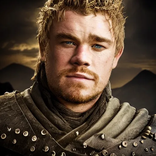 Prompt: medieval fantasy head and shoulders portrait from game of thrones of luke hemsworth as a tiefling demon swashbuckler, photo by philip - daniel ducasse and yasuhiro wakabayashi and jody rogac and roger deakins