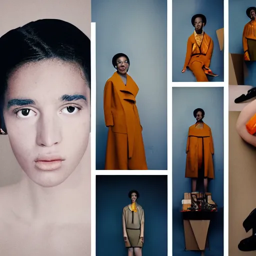 Image similar to realistic photoshooting for a new balenciaga lookbook, color film photography, portrait of a beautiful woman, set design by wes anderson, in style of Tyler Mitchell, 35mm,