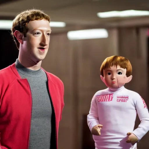 Prompt: mark zuckerberg and his new mini - me in the new austin powers movie