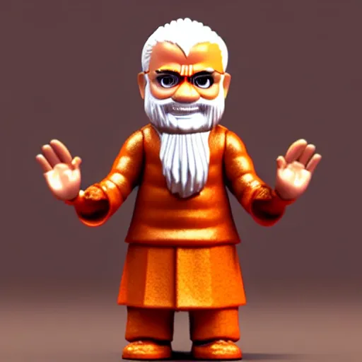 Image similar to narendra modi mini figure, toy, 3 d render, 4 k, hd