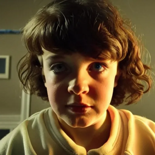 Image similar to stranger things scene featuring a young kate bush, dramatic lighting, cinematic