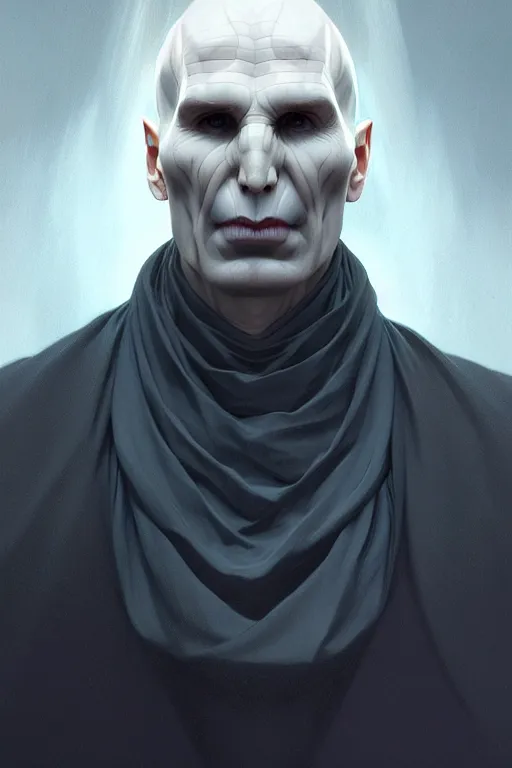 Image similar to a portrait of voldemort, fantasy, sharp focus, intricate, elegant, digital painting, artstation, matte, highly detailed, concept art, illustration, ambient lighting, art by ilya kuvshinov, artgerm, alphonse mucha, and greg rutkowski