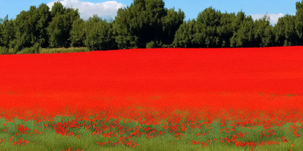 Image similar to field of poppies, marvel style