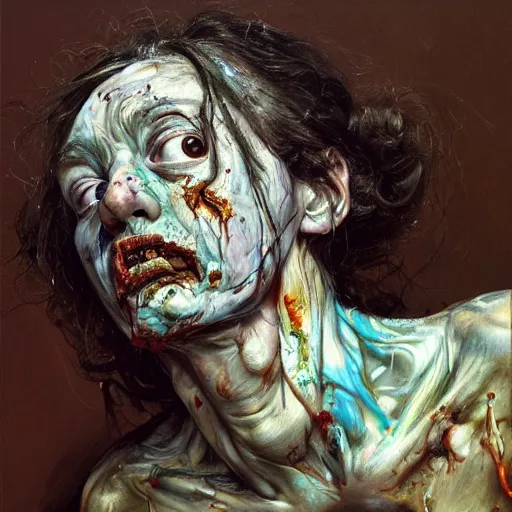 Image similar to high quality high detail painting by lucian freud and jenny saville, hd, zombie, turquoise
