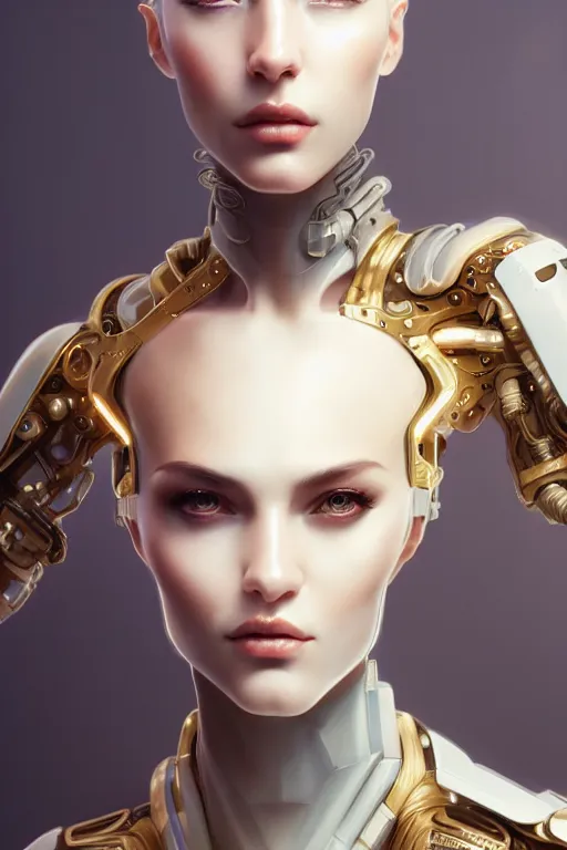 Image similar to soft lustrous seductive ivory cyborg, golden ratio, details, scifi, dark fantasy, cyberpunk, intricate, decadent, ornate, highly detailed, digital painting, octane render, 8 k, artstation, concept art, smooth, sharp focus, illustration, art by artgerm, loish, wlop