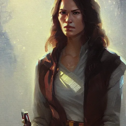 Image similar to portrait of a woman by Greg Rutkowski, Jaina Solo from the Star Wars Expanded Universe, highly detailed portrait, digital painting, artstation, concept art, smooth, sharp foccus ilustration, Artstation HQ