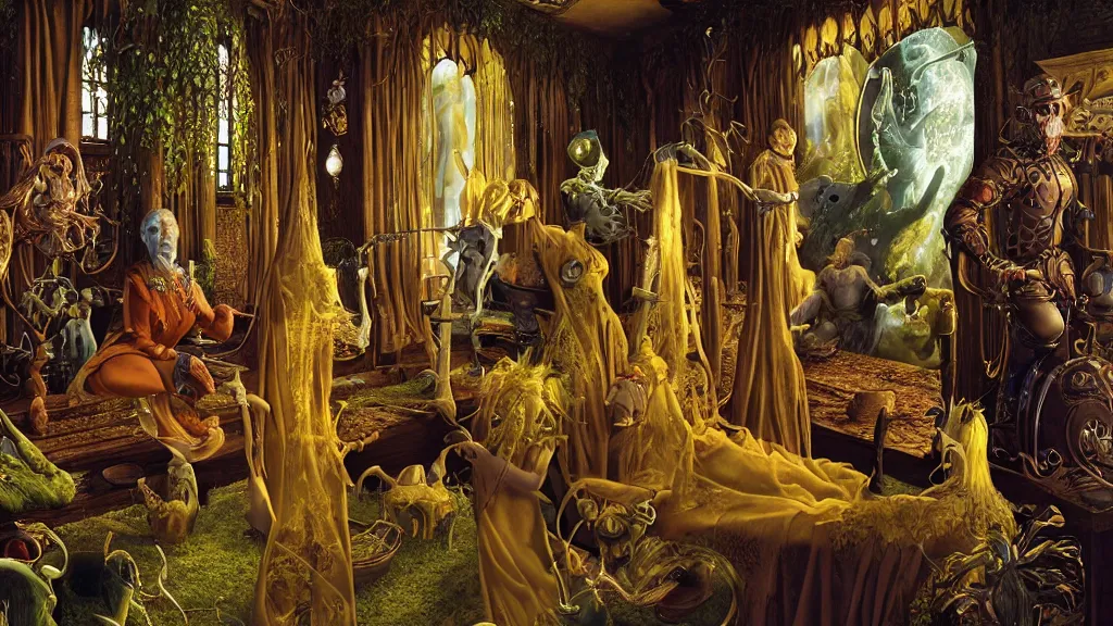 Prompt: A Fantasy Tableau by James C. Christensen and Wojciech Siudmak