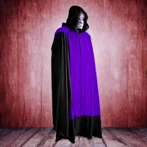 Image similar to creepy cloak, purple, horror style