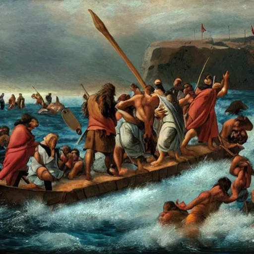 Image similar to Moses and the Israelites crossing the Sea