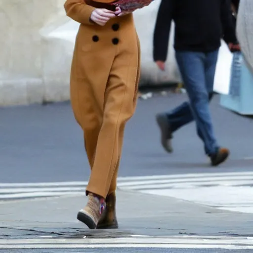 Prompt: emma watson wearing a berret, beautiful, street setting