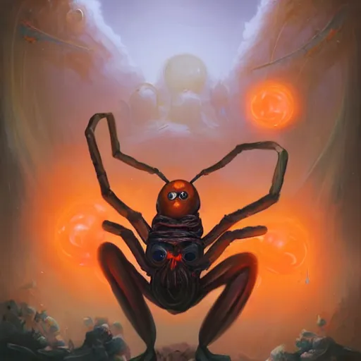 Image similar to portrait of an orange giant spider god by peter mohrbacher