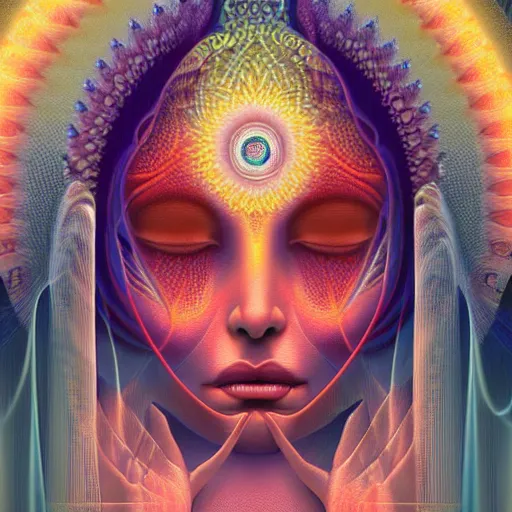 Image similar to the sacred feminine by alex grey in the style of oil painting visionary art, intricate artwork by Tooth Wu and wlop and beeple. octane render, trending on artstation, greg rutkowski very coherent symmetrical artwork