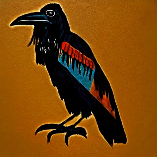 Image similar to raven - shaman, prehistoric cave painting