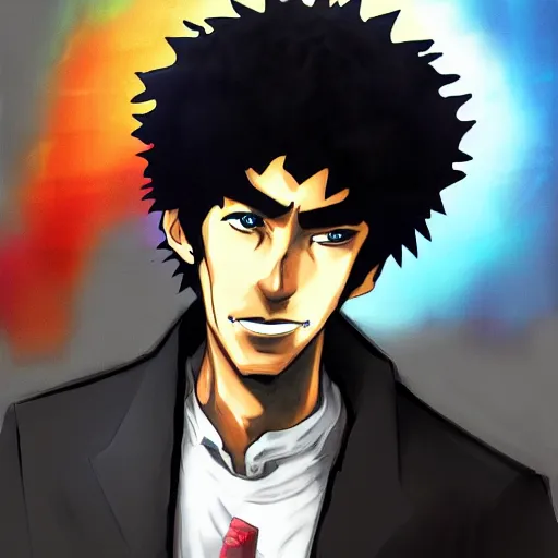 Image similar to anime portrait of obama, spike spiegel, cowboy bebop, trending on artstation