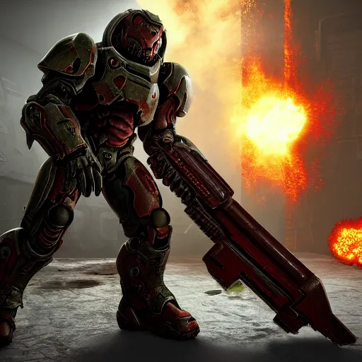 Image similar to doom slayer from doom eternal, photography