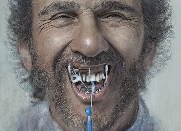Prompt: a highly detailed toothy portrait of a dentist, james gurney, james jean