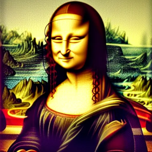 Image similar to The mona lisa in the style of Sven Nordqvist
