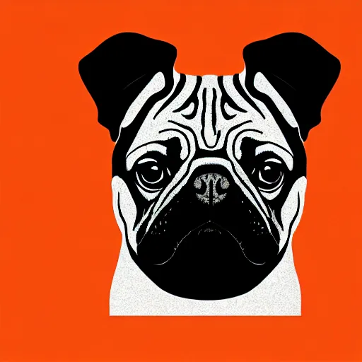 Prompt: digital illustration of a pug in an abstract style