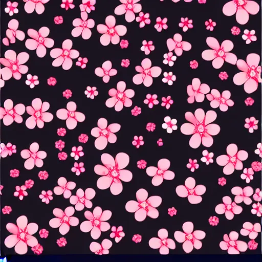 Prompt: red cherry blossom flowers vector pattern