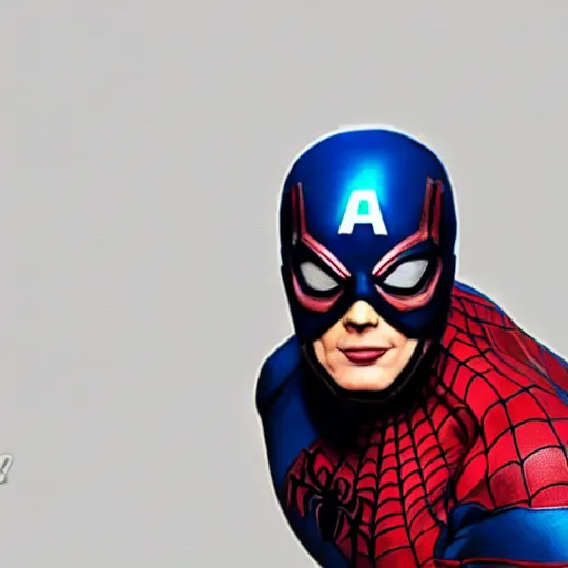 Image similar to captain america with spiderman mask, photo