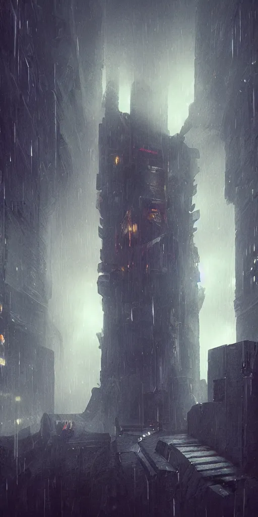 Image similar to mysterious stronghold entrance, blade runner, artstation contest winner. cinematic paint