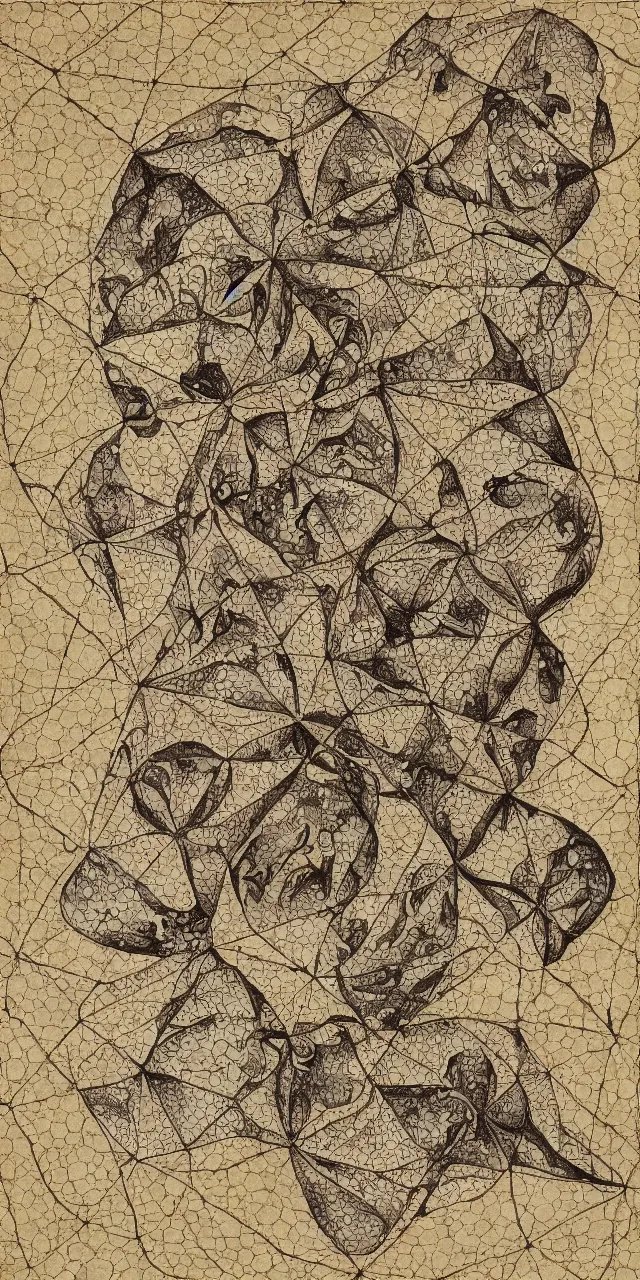 Prompt: an open page of the voronoi manuscript, depicting a digital painting of human anatomy by da vinci, extremely detailed, professional, epic highlights, full colors