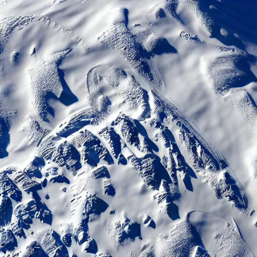 Prompt: sattelite image of post pocaliptic snow antarctica from 250 meters height, only snow, old lumber mill remains, few boozes with wood and supply