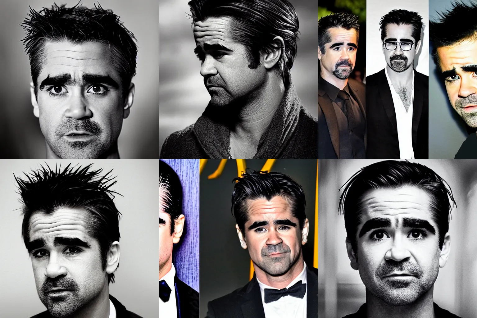 Prompt: colin farrell with caterpillars as eyebrows, realistic, surrealist, high contrast