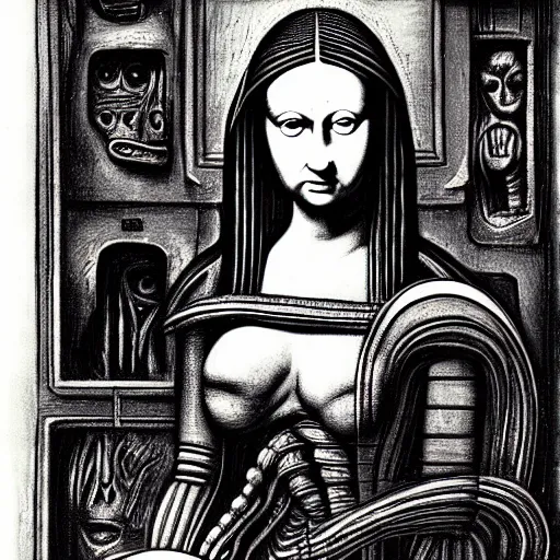 Image similar to giger, h. r. - monalisa in the style of giger, h. r. by giger, h. r.