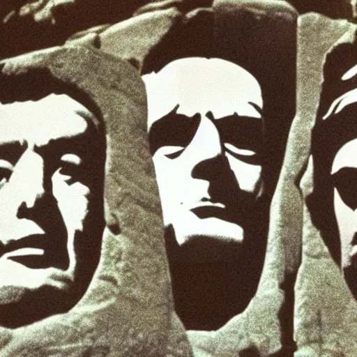 Image similar to The Ramones carved into the heads of Mount Rushmore