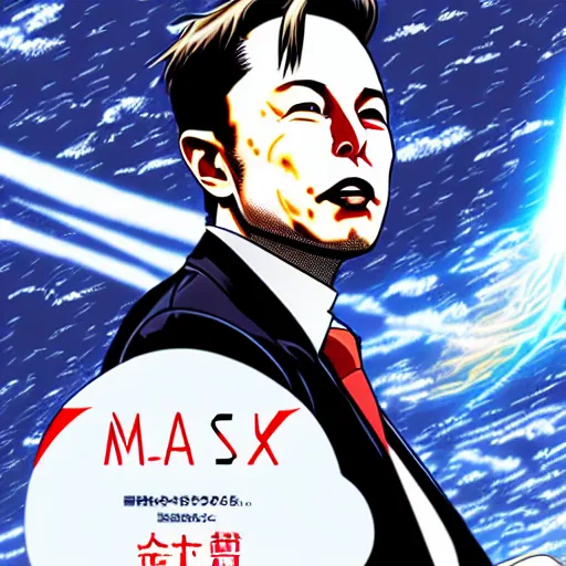 Image similar to elon musk and spacex manga by hiroya oku