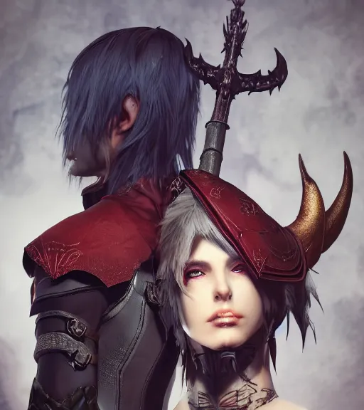 V from Devil May Cry as an elf, wearing daedric, Stable Diffusion