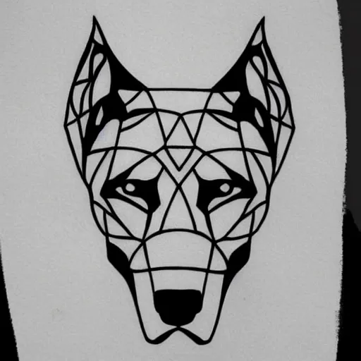 Image similar to tattoo design, stencil, tattoo stencil, traditional, a world famous tattoo of a geometric dog