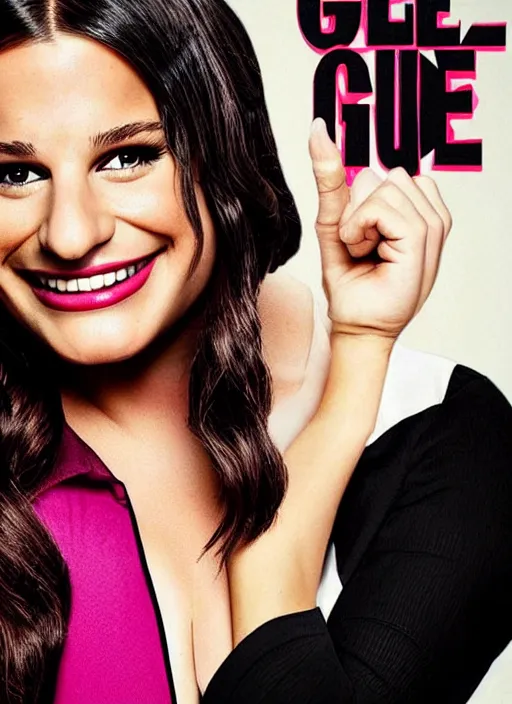 Prompt: glee sequel poster where rachel berry is the villain, evil lea michele cackling maniacally, with text, dark disturbing version of glee, airing in 2 0 2 3