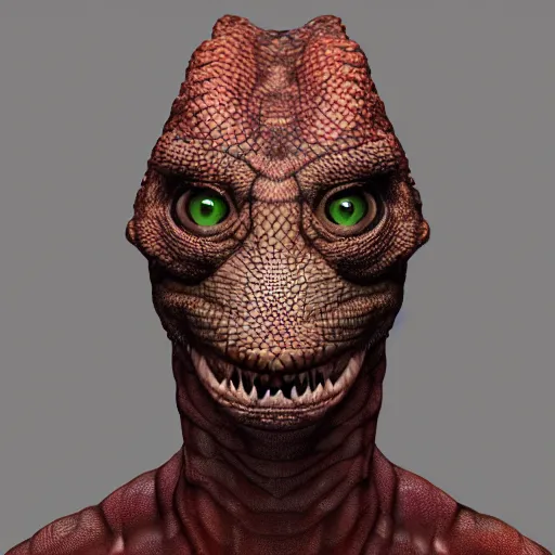 Image similar to a portrait of a lizard - person, reptilian, scales, leather, slit pupils, photorealistic, ( ( ( ( ( ( liz truss ) ) ) ) ) ), trending on artstation