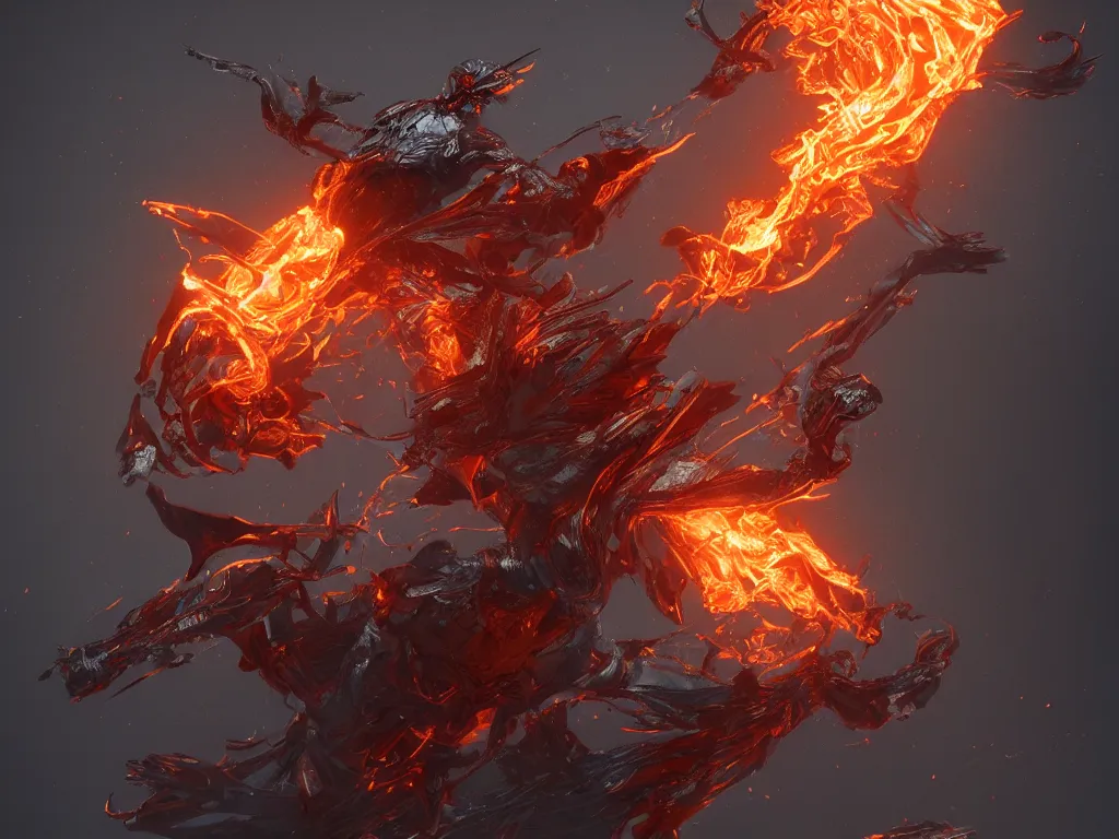 Prompt: a man fly from flame , intricate, highly detailed, artstation trending, ray tracing, cinematic, art by andrey surnov, concept art,