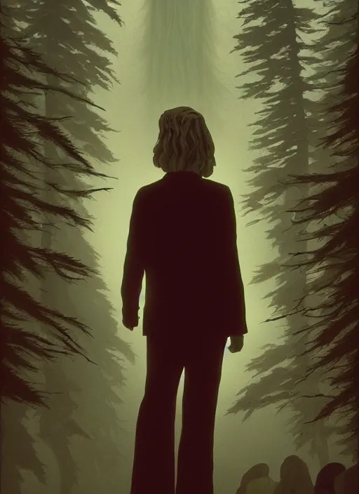 Prompt: Twin Peaks poster artwork by Michael Whelan and Tomer Hanuka, Rendering of Who killed Laura Palmer, full of details, by Makoto Shinkai and thomas kinkade, Matte painting, trending on artstation and unreal engine